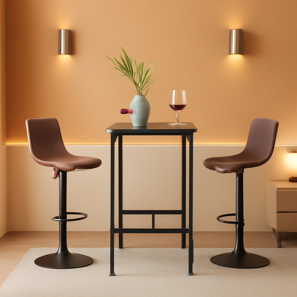 PU Leather Bar Stools Set Of 4 With Sturdy Metal Frame