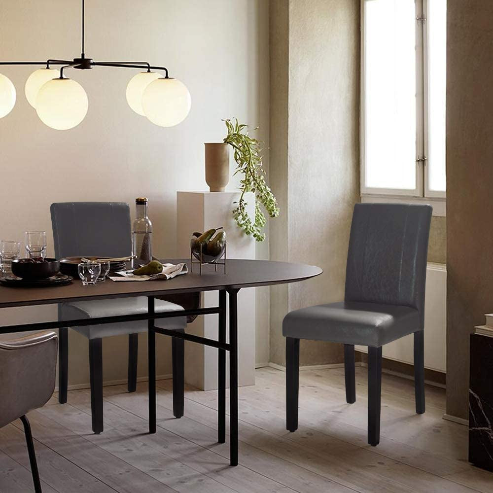 PU Leather Kitchen Chairs Set Of 4 Grey Dining Chairs
