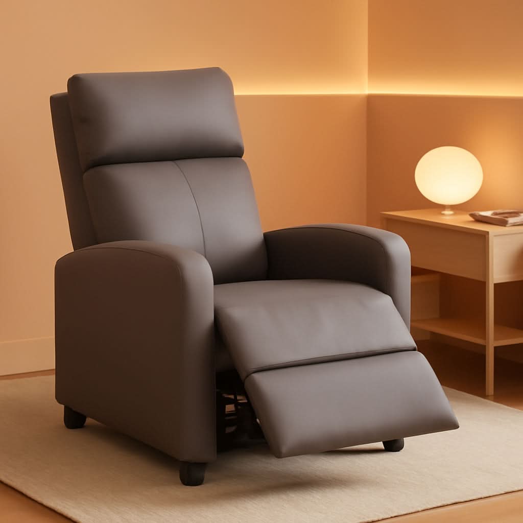 PU Leather Recliner Chair With Padded Seat And Backrest