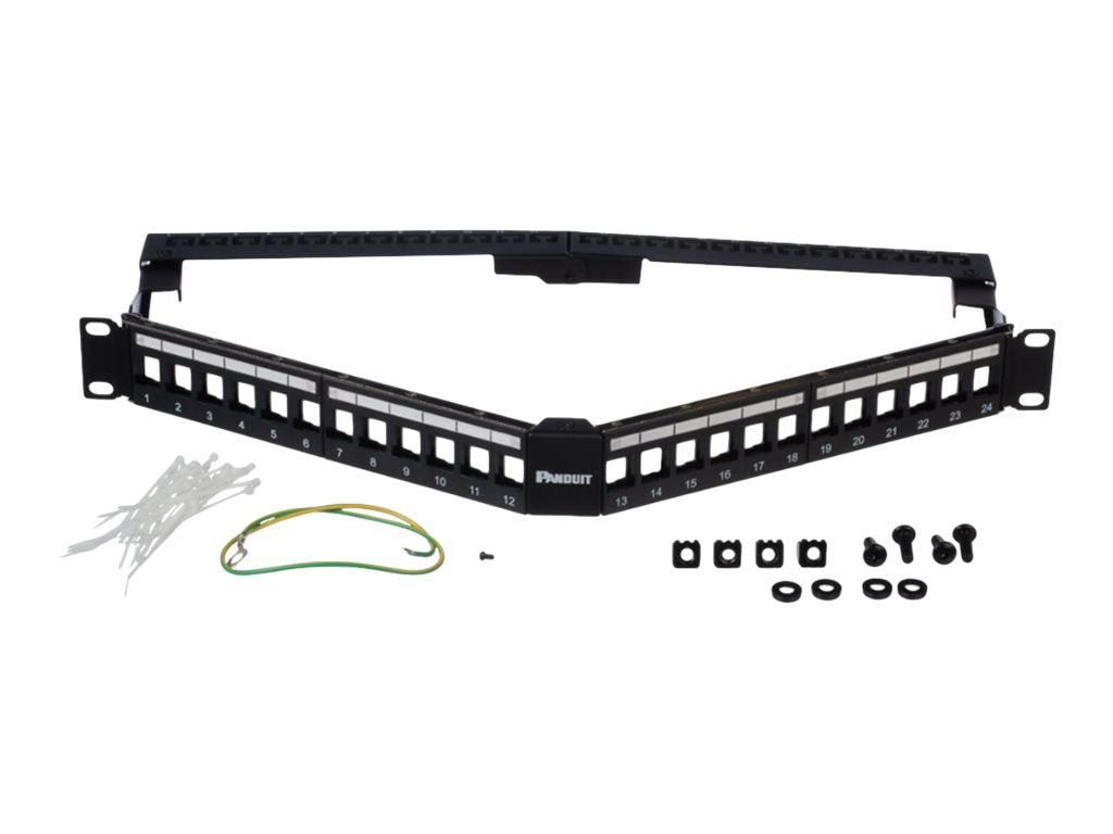 Panduit - Blank keystone patch panel - flush mountable - black - 1U - 19/23" - 24 ports" KPA24WSBL