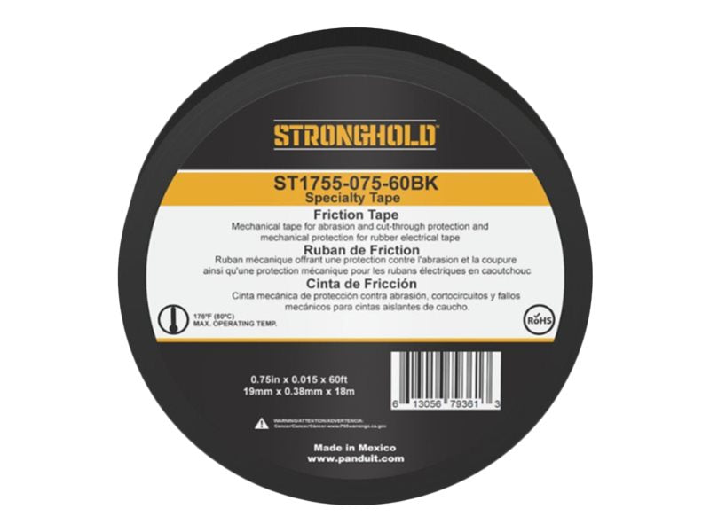 Panduit StrongHold ST1755 Series - Electrical insulation tape - 0.75 in x 59 ft - cotton fabric - black ST1755-075-60BK