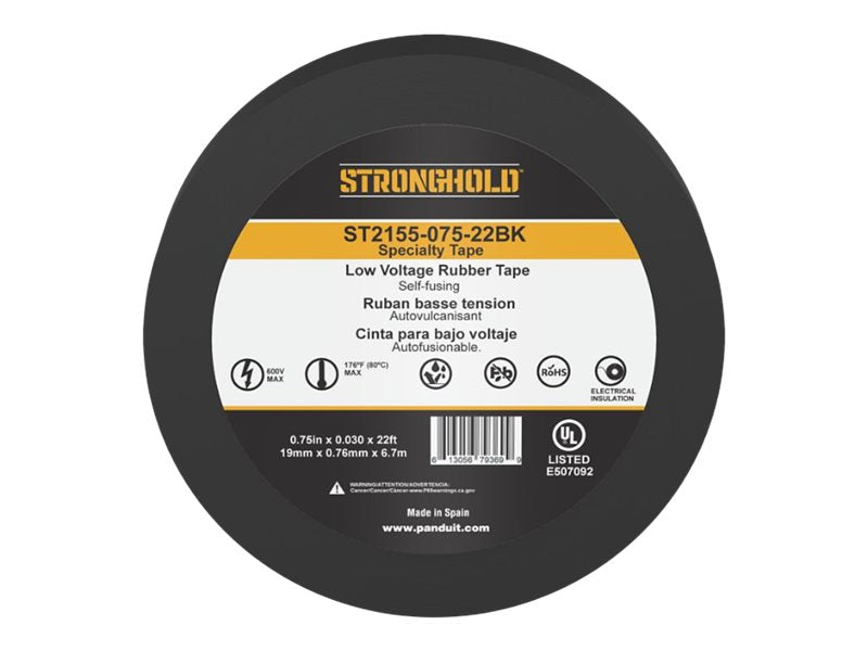 Panduit StrongHold ST2155 Series - Electrical insulation tape - 0.75 in x 22 ft - ethylene propylene rubber (EPR) - black ST2155-075-22BK