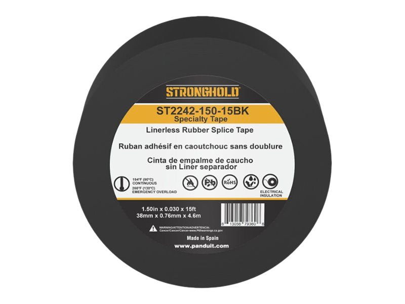 Panduit StrongHold ST2242 Series - Electrical insulation tape - 1.5 in x 15 ft - ethylene propylene rubber (EPR) - black ST2242-150-15BK