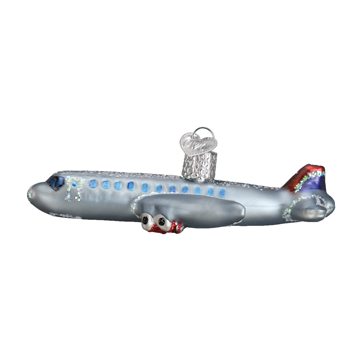 Passenger Plane Glass Blown Ornament
