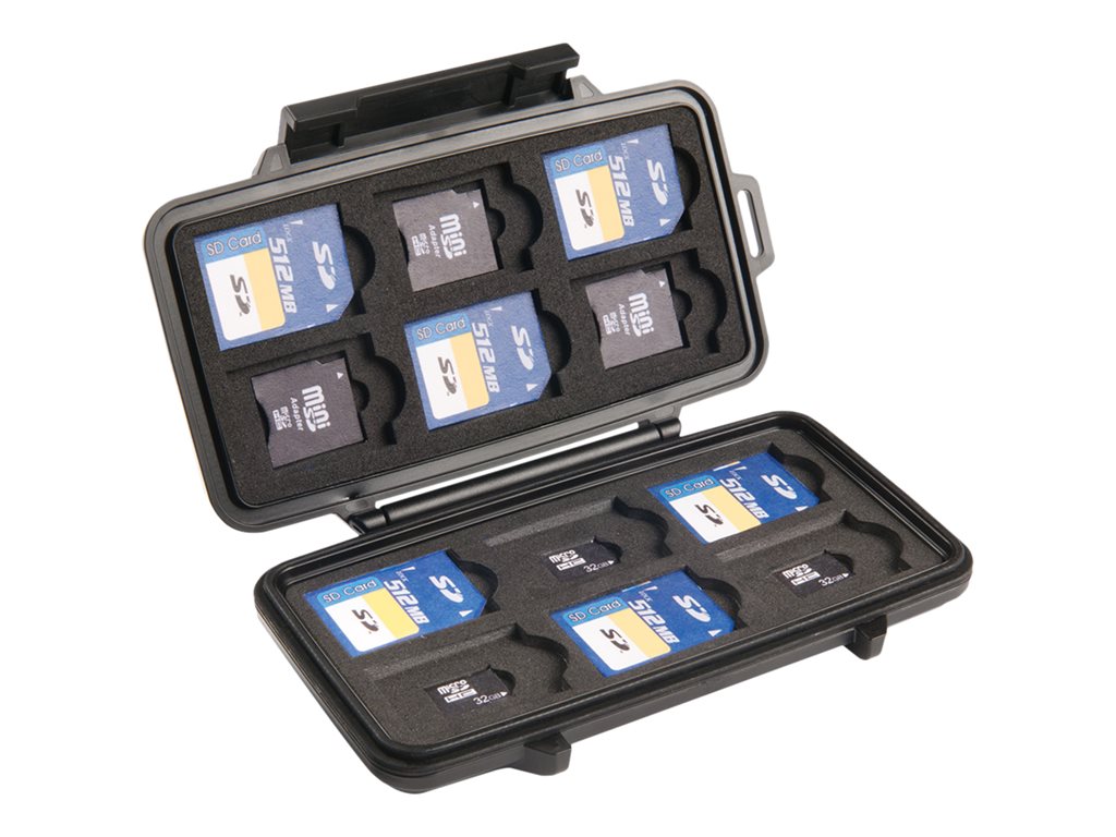Pelican 0915 Memory Card Case - Memory case - capacity: 12 SD cards, 6 miniSD cards, 6 microSD cards - black