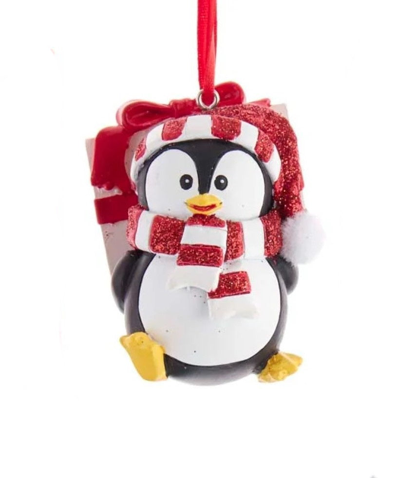 Penguin With Hat and Scarf Ornament - Present