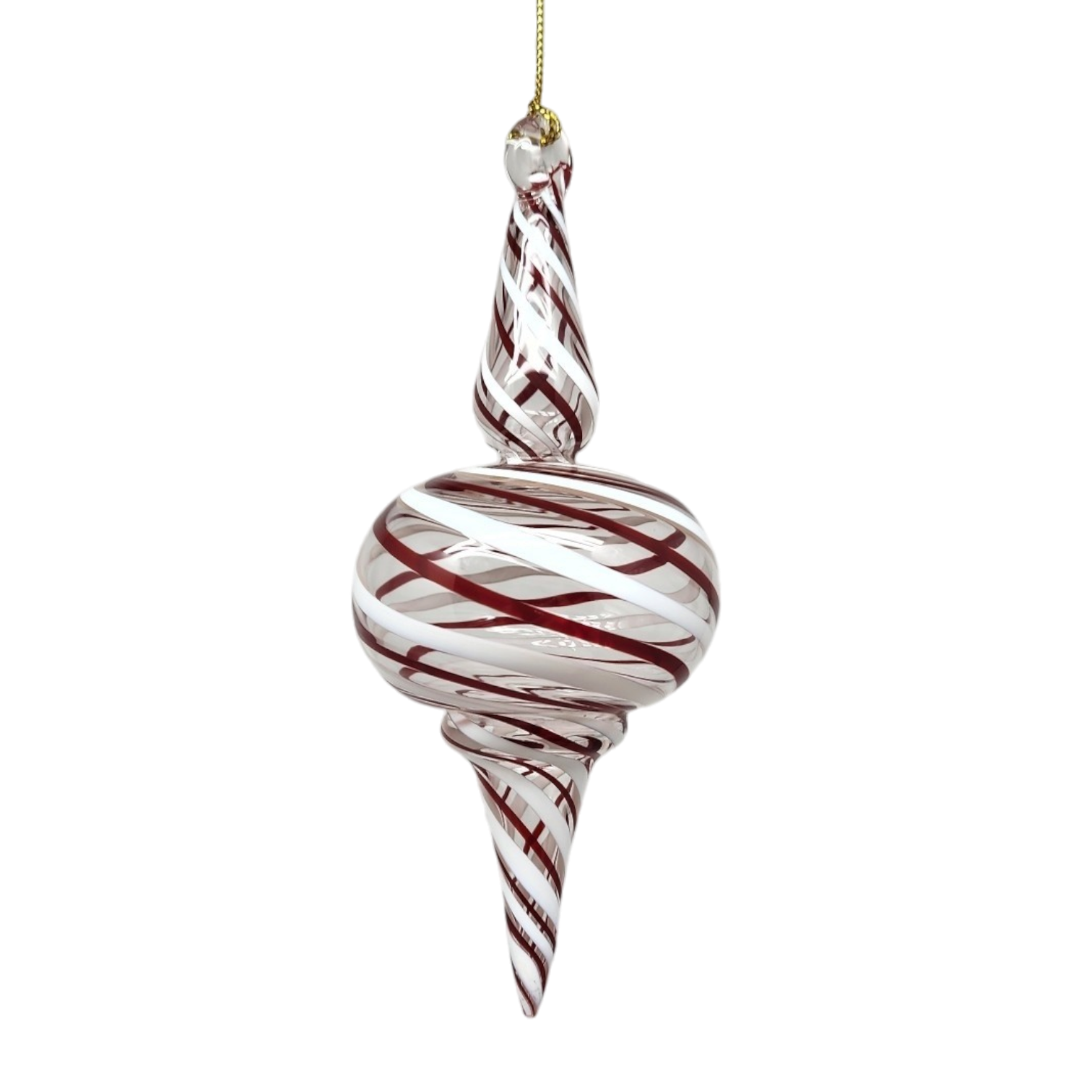 Peppermint Striped Spire Glass Ornament