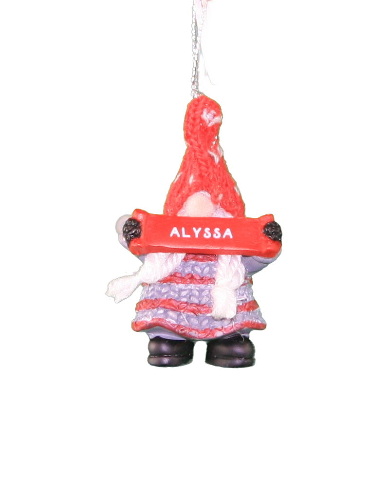 Personalized Gnome Ornament (Letters A-I) - Alyssa