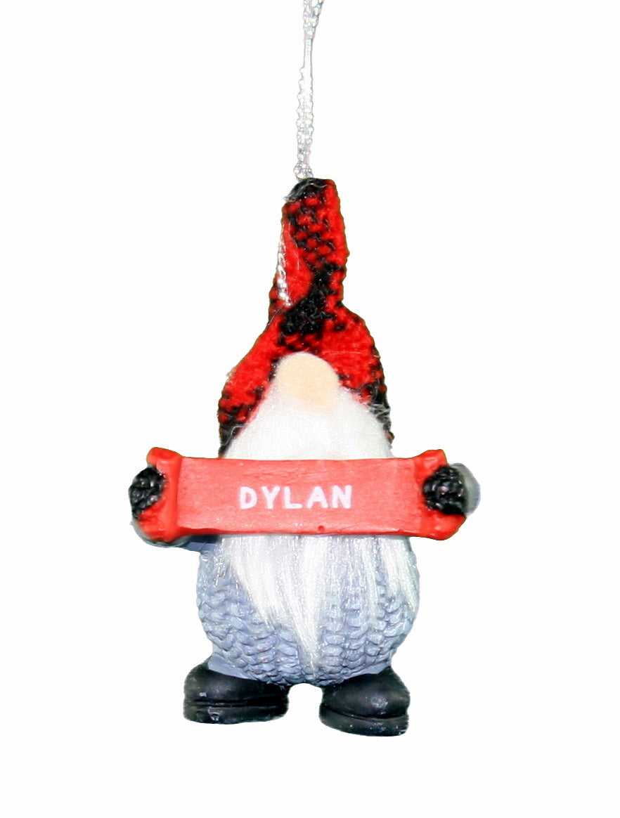Personalized Gnome Ornament (Letters A-I) - Dylan