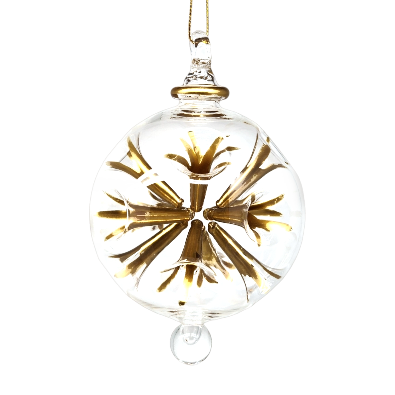 Pierced 3" Glass Ball - Gold
