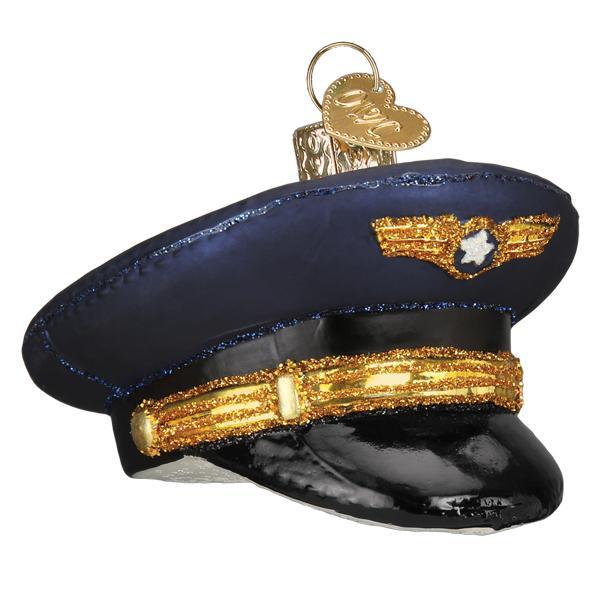 Pilots Cap Glass Ornament