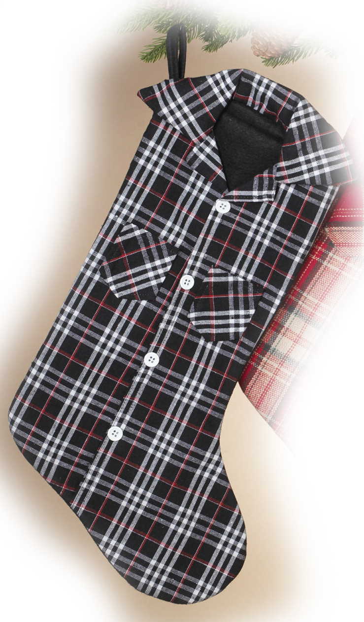 Plaid Lumberjack Shirt Stocking - Black