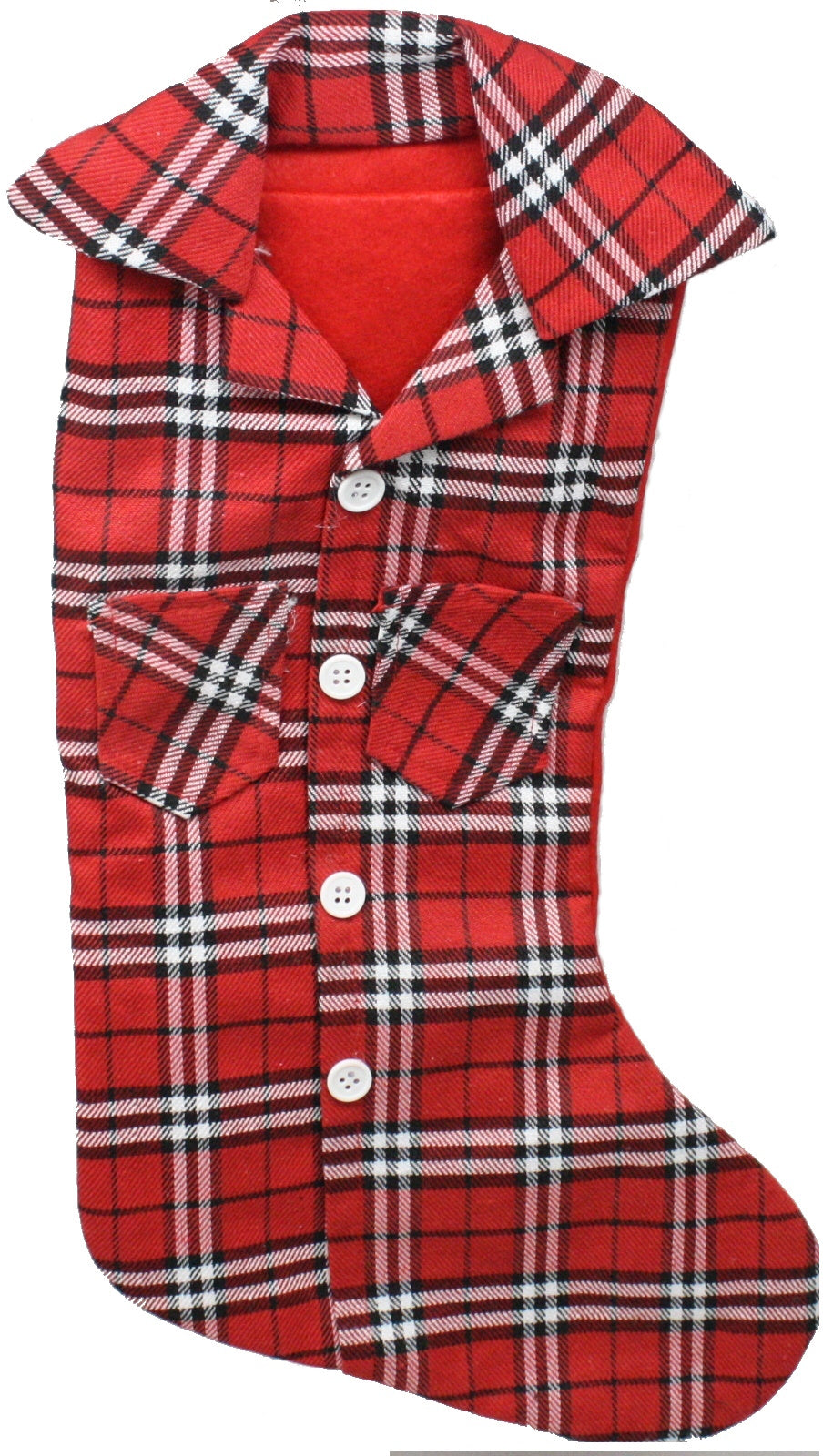 Plaid Lumberjack Shirt Stocking - Bright Red