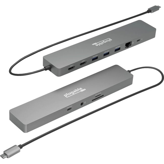 Plugable 11-in-1 USB-C Hub 100W USB-C Pass-through, Laptop Docking Station Dual Monitor with 4K 60Hz HDMI USBC-11IN1E