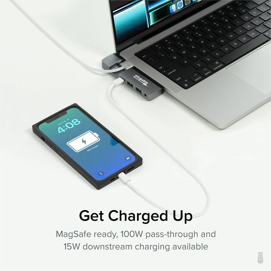 Plugable 5-in-1 USB C Hub Multiport Adapter for MacBook Pro 14/16 Inch and Macbook Air