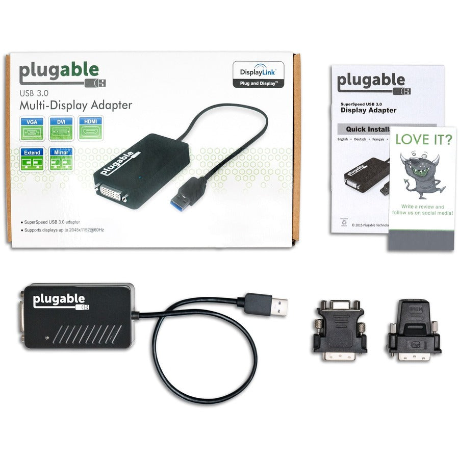 Plugable Usb 3.0 To Dvi/Vga/Hdmi Video Graphics Adapter For