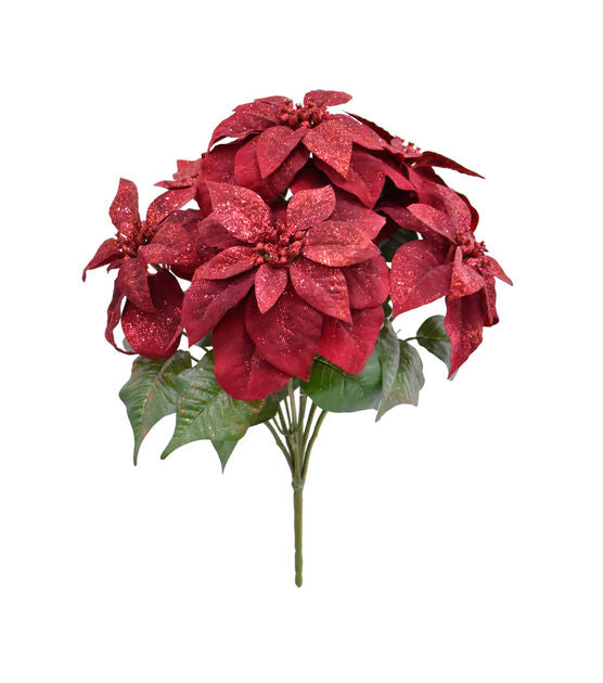 Poinsettia Bush - 20 inch - 5 Head - Burgundy