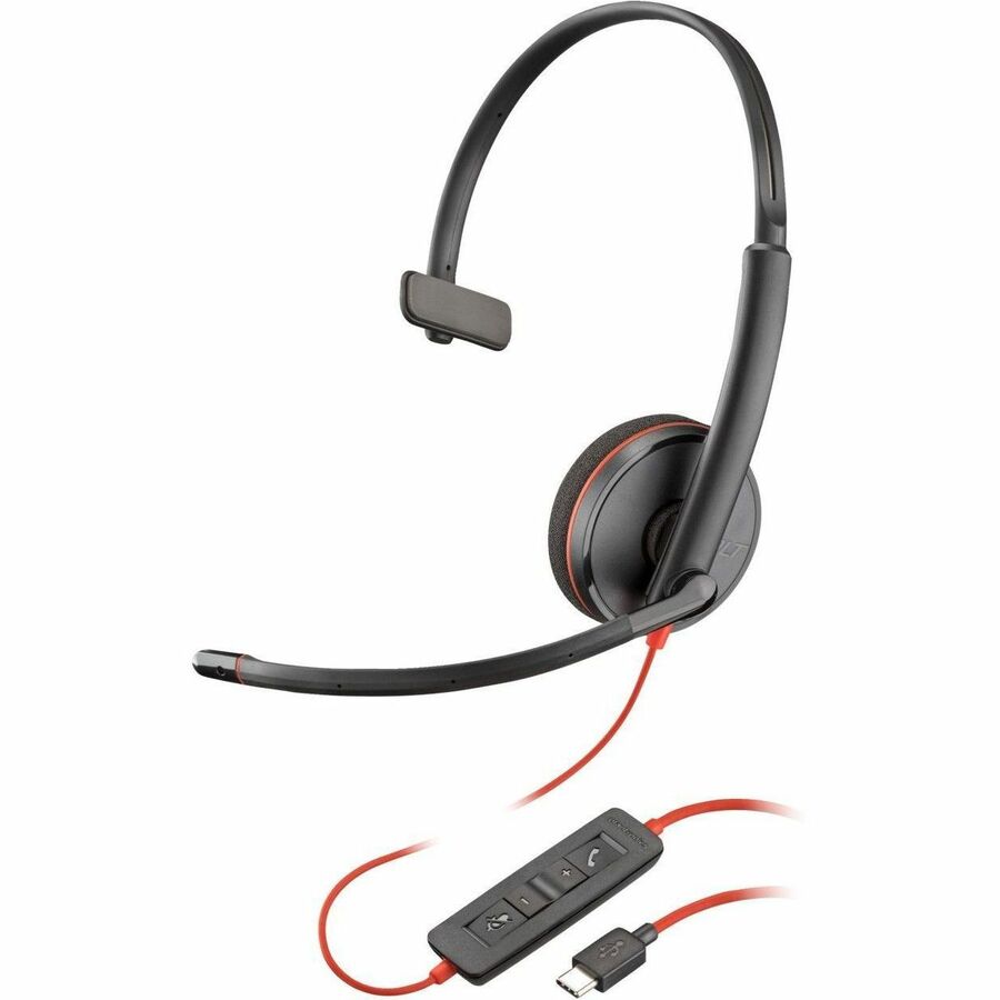 Poly Blackwire 3210 Headset - Mono - USB Type C, Mini-phone (3.5mm) - Wired - On-ear -