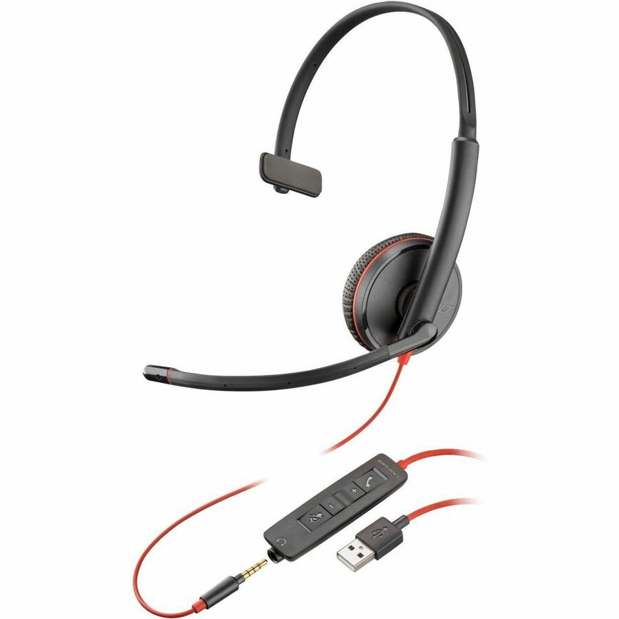 Poly Blackwire 3215 Monaural USB-A Headset TAA (Bulk) - Mono - USB Type A - Wired - 32 Ohm