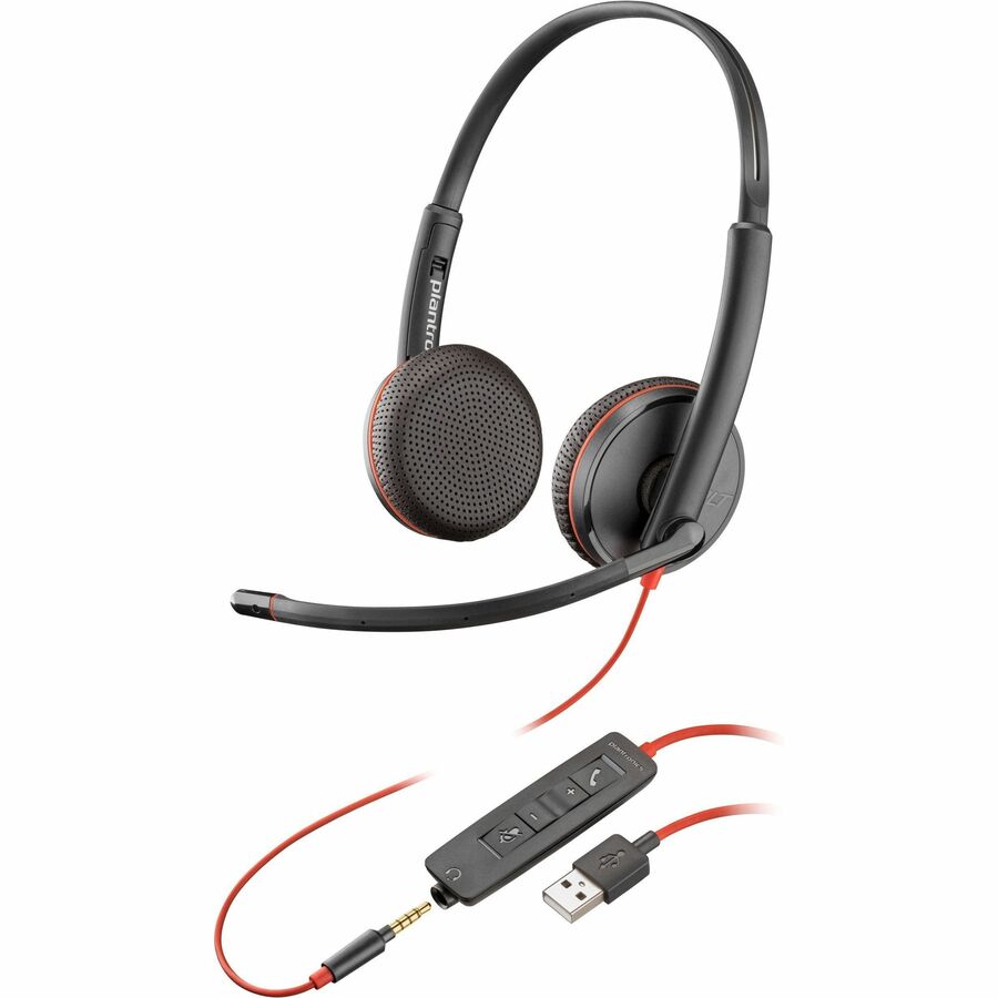 Poly Blackwire 3225 Headset - Stereo - Mini-phone (3.5mm) - Wired - 32 Ohm - On-ear -