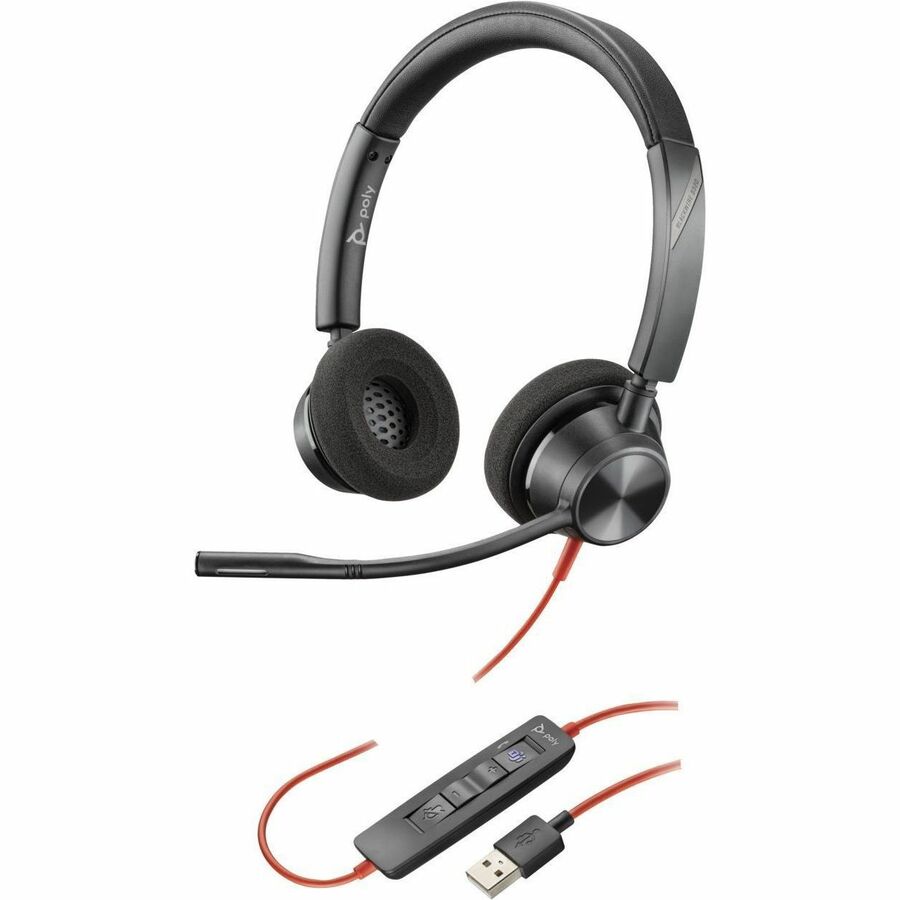 Poly Blackwire 3320 Headset - Stereo - USB Type A USB Type C Mini-phone (3.5mm) - Wired -