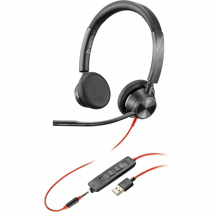 Poly Blackwire 3325 Headset - Stereo - Mini-phone (3.5mm) USB Type A - Wired - 32 Ohm - 20