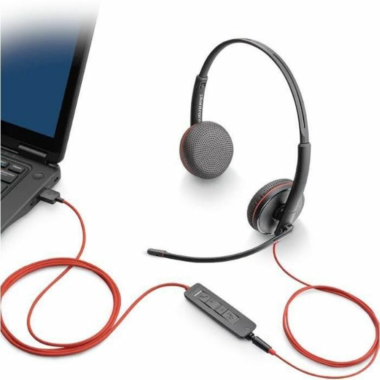 Poly Blackwire C3220 Headset - Stereo - USB Type A - Wired - 32 Ohm - On-ear - Binaural -