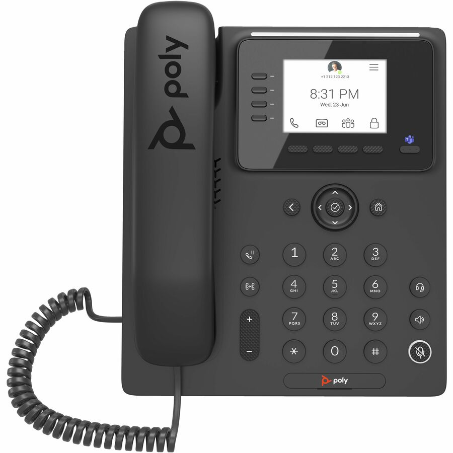Poly CCX 350 IP Phone - Corded - Corded - Desktop Wall Mountable - Black - VoIP - 2 x Netw