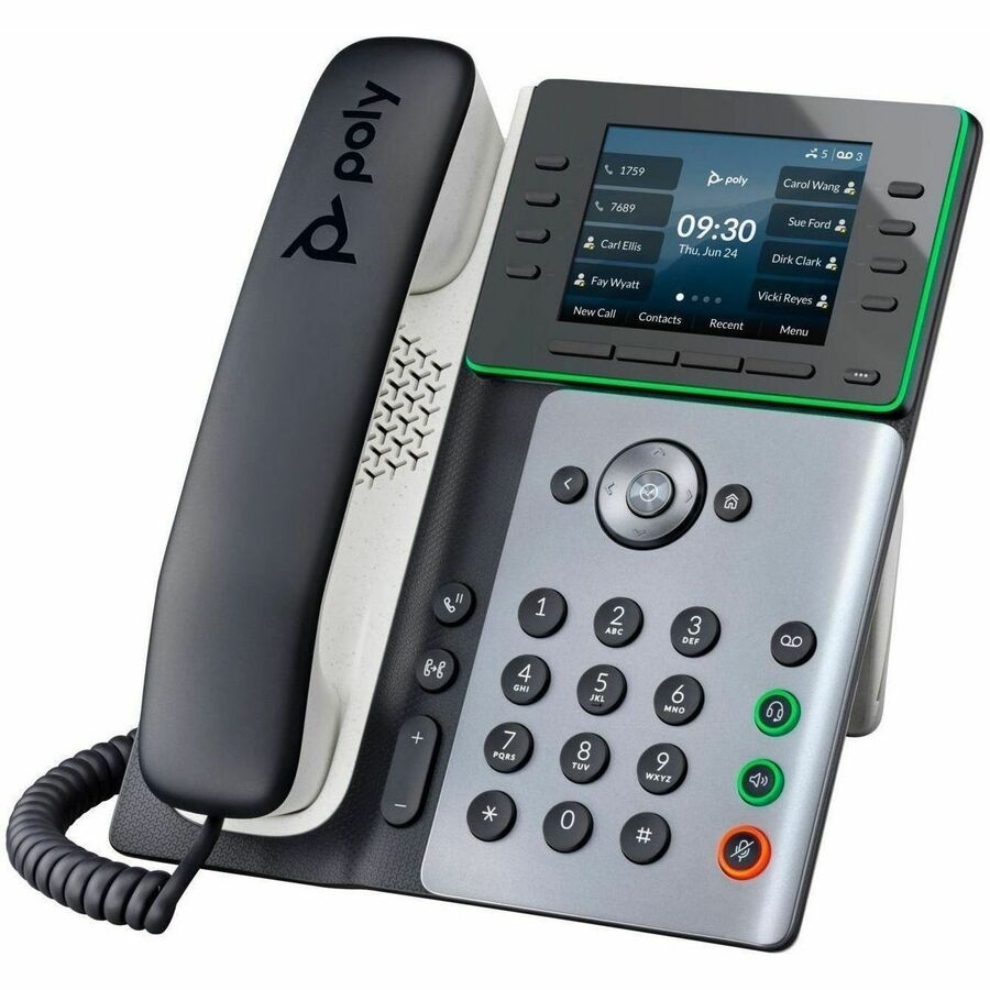 Poly Edge E500 IP Phone - Corded - Corded - Desktop - Black - TAA Compliant - VoIP - 2 x
