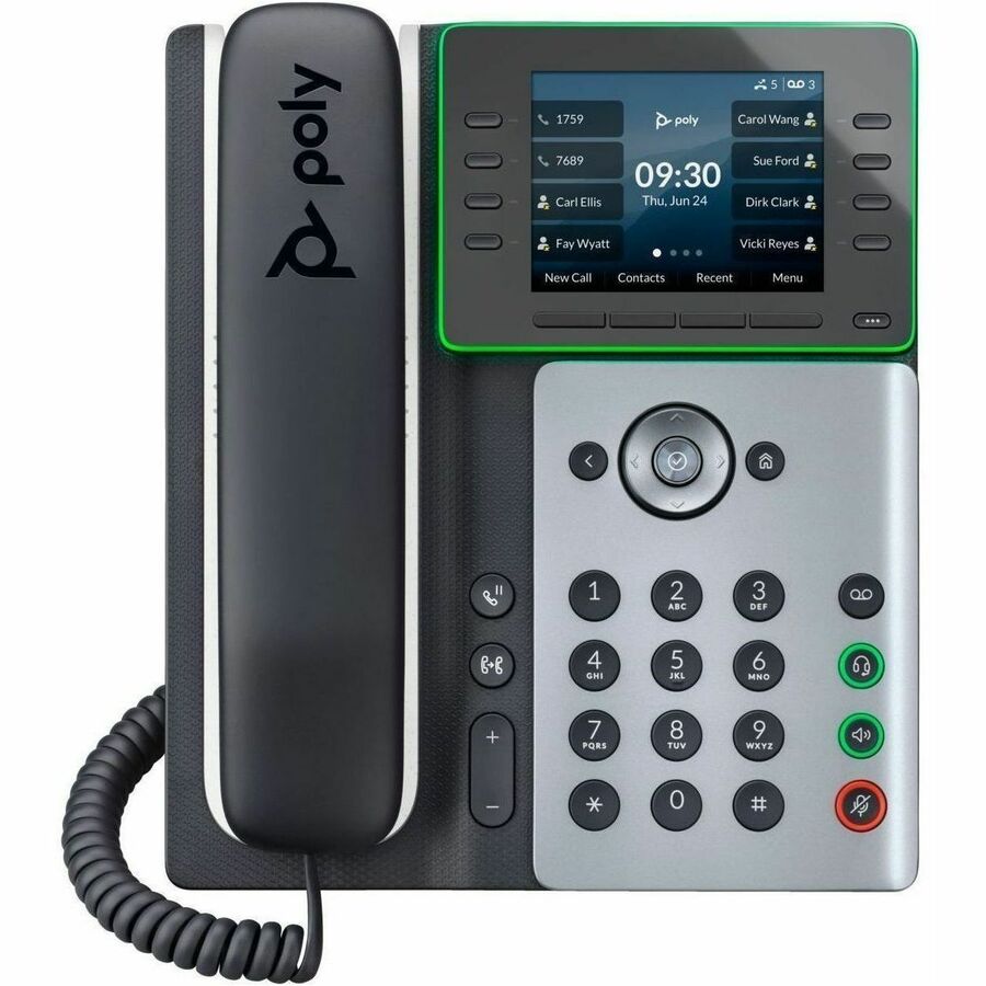 Poly Edge E500 IP Phone - Corded - Corded - Desktop - Black - TAA Compliant - VoIP - 2 x