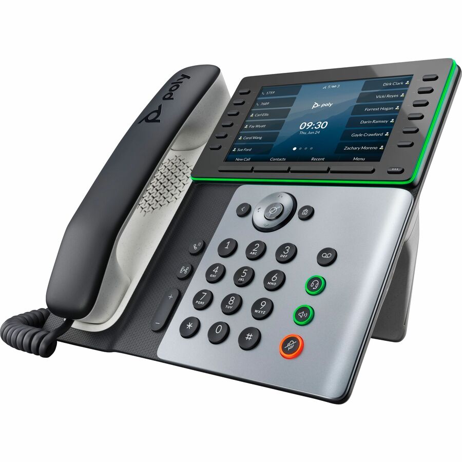 Poly Edge E500 IP Phone - Corded - Corded - Desktop, Wall Mountable - Black - VoIP - 2 x