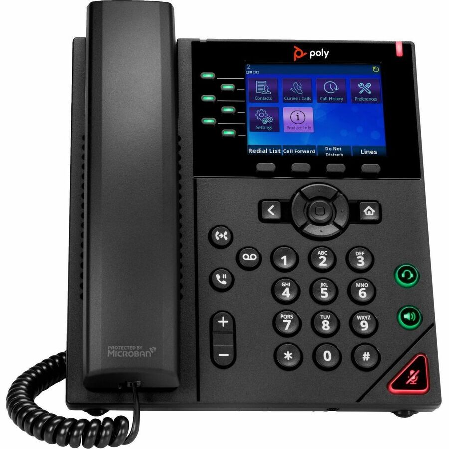 Poly OBI VVX 350 IP Phone - Corded - Corded - Desktop Wall Mountable - Black - TAA Complia