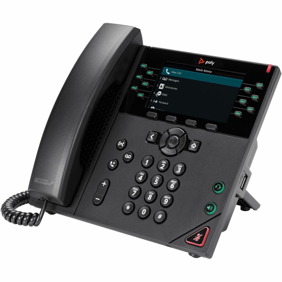 Poly VVX 450 IP Phone - Corded - Corded - Wall Mountable Desktop - Black - VoIP - 2 x Netw