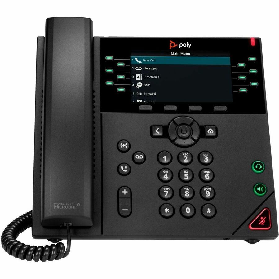 Poly VVX 450 IP Phone - Refurbished - Corded - Corded - Desktop Wall Mountable - Black - T