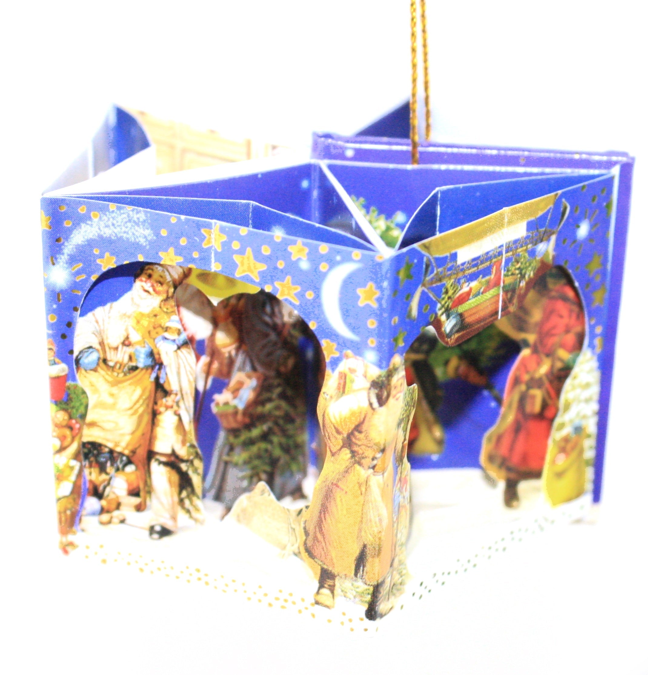 Popup Mini Book German Ornament - Blue