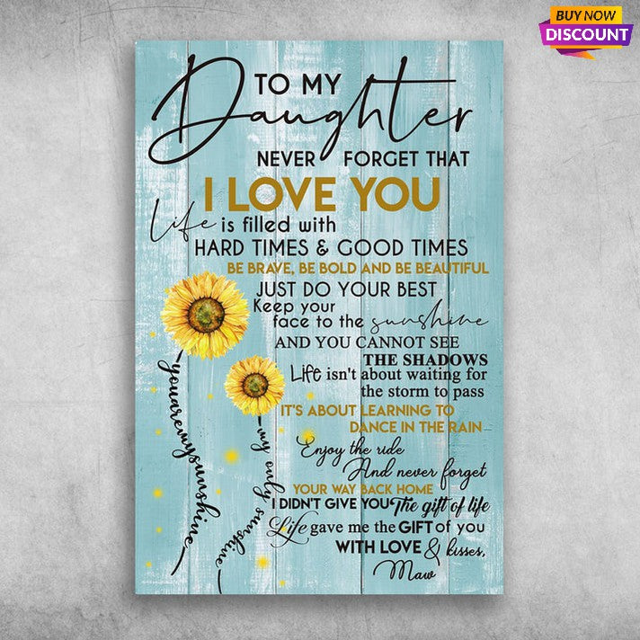 Poster- To My Daughter Never Forget That I Love You Mom - Gift For Daughter - Christmas Gift