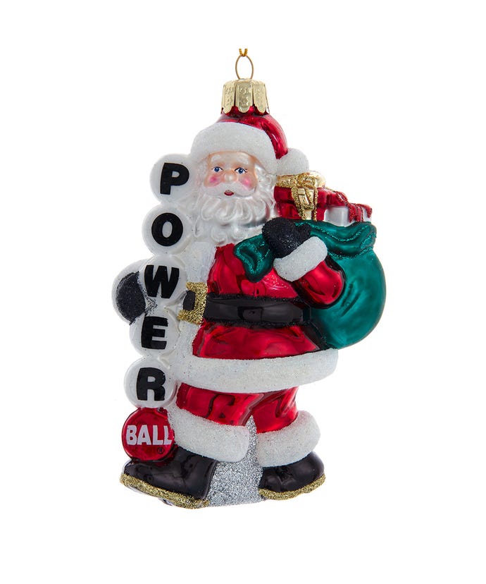 Power Ball Santa Glass Ornament
