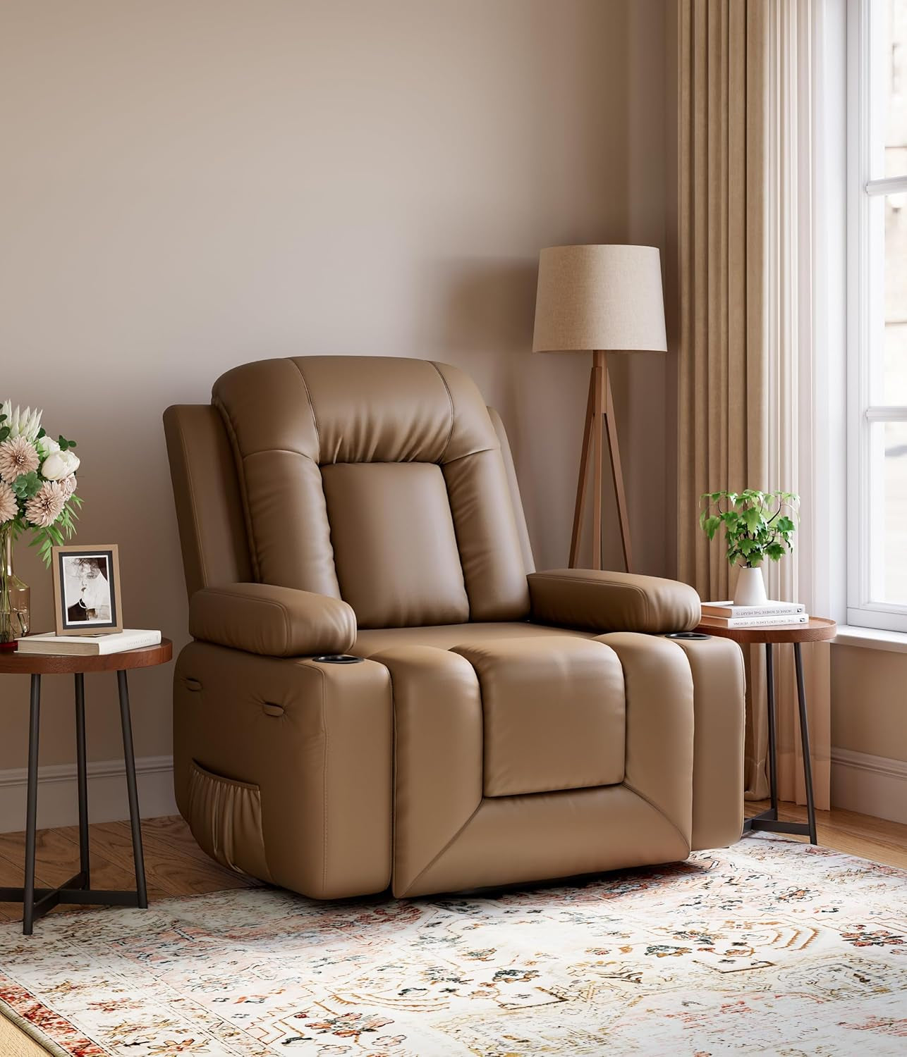 Power Lift Recliner Chair With Heat And Massage In PU Leather