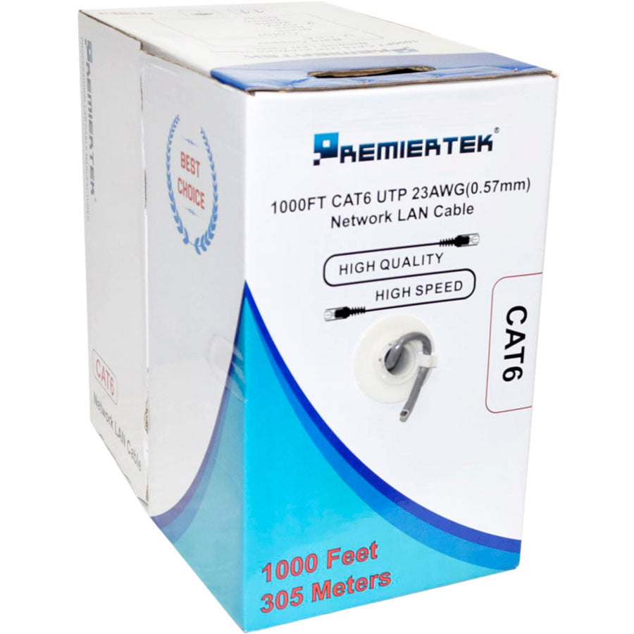 Premiertek Cat6 Bulk Cable 1000ft (Blue) CAT6-CCA-1KFT-BL