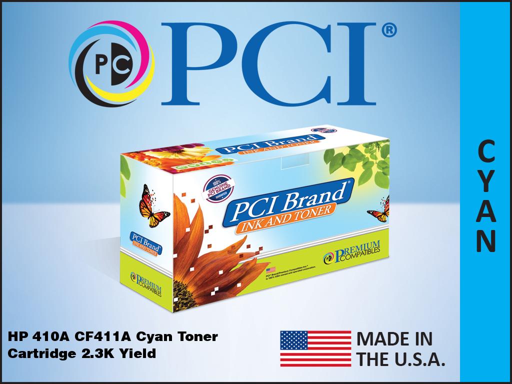Premium Compatibles CF411A-PCI Remanufactured Standard Yield Laser Toner Cartridge - Alternative for HP CF411A, 410A, CF411A, 410A, CF411 - Cyan - 1 / Pack