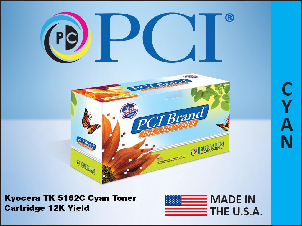 Premium Compatibles TK-5162C-PCI Laser Toner Cartridge - Alternative for Kyocera TK-5152C, 1T02NSCUS0, TK5152C - Cyan - 1 / Pack