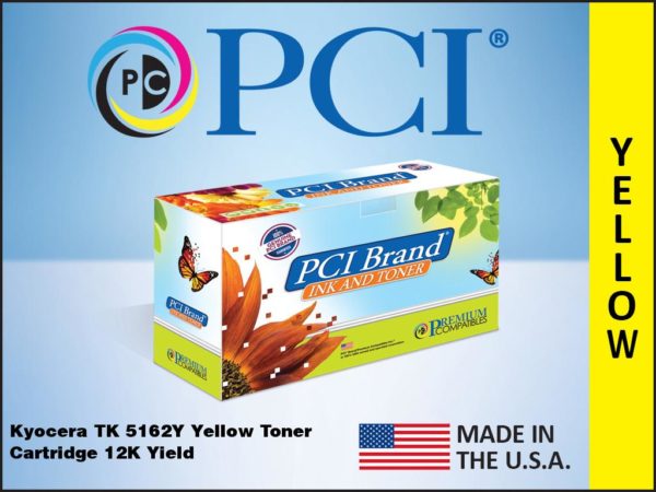 Premium Compatibles TK-5162Y-PCI Laser Toner Cartridge - Alternative for Kyocera TK-5162Y, TK5162Y, 1T02NTAUS0 - Yellow - 1 / Pack