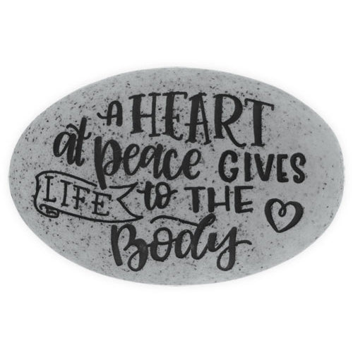 Proverb Stone - A Heart at Peace Gives Life to the Body