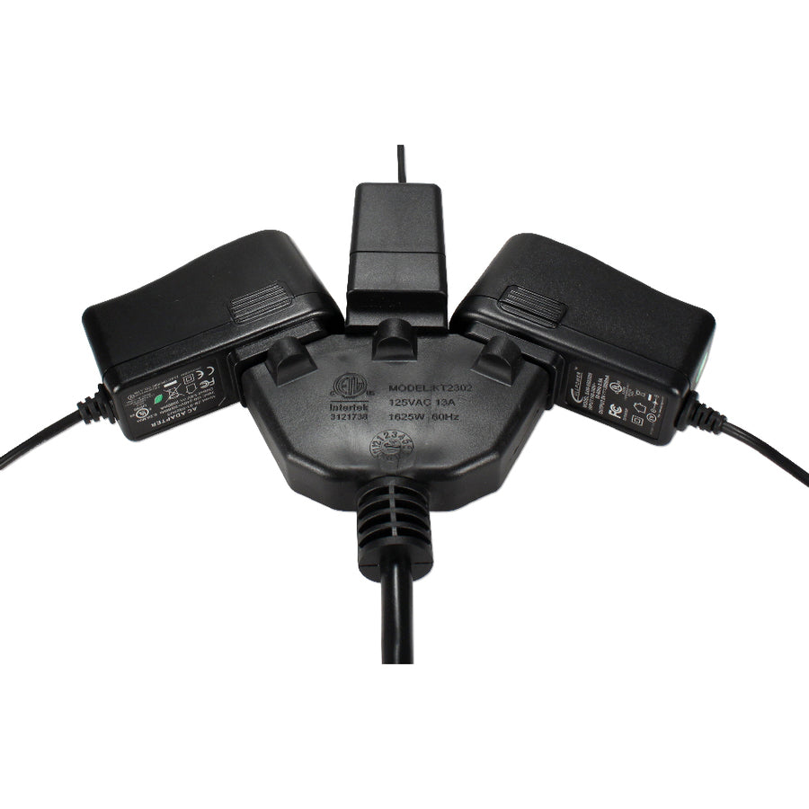 QVS 15ft Three Angle Outlet 3-Prong Power Extension Cord PP-ADPT3-15