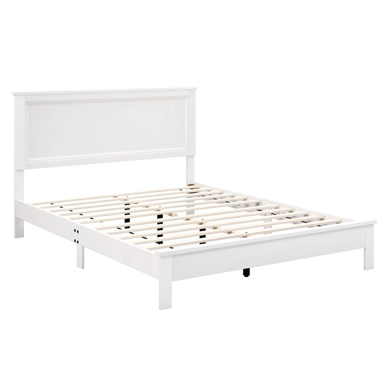 Queen Size Platform Bed Frame With High Headboard And Rubber Wood Legs