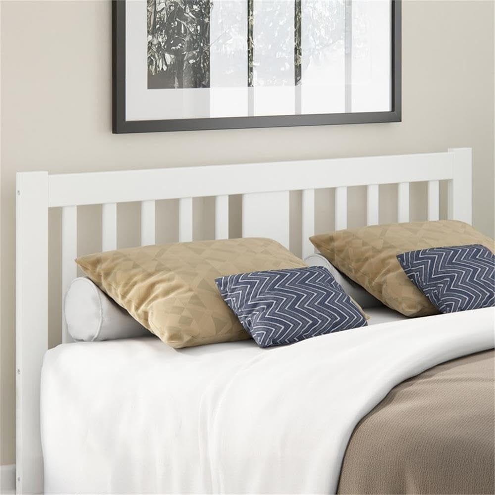 Queen Solid Wood Headboard with USB Charger White