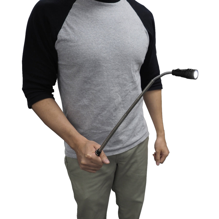 Qvs 3-Led Extendable Magnetic Flash Light With Flexible Neck