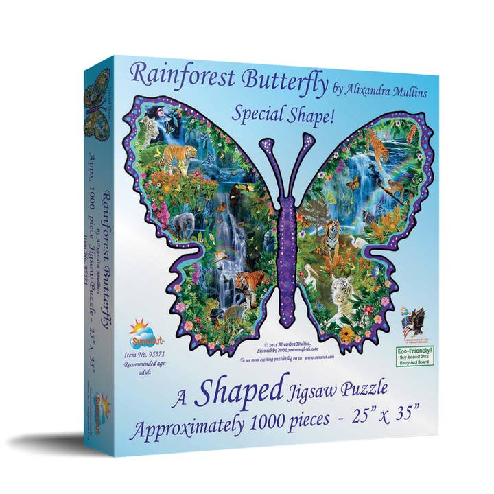 Rainforest Butterfly Shaped Jigsaw Puzzle
