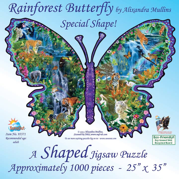 Rainforest Butterfly Shaped Jigsaw Puzzle