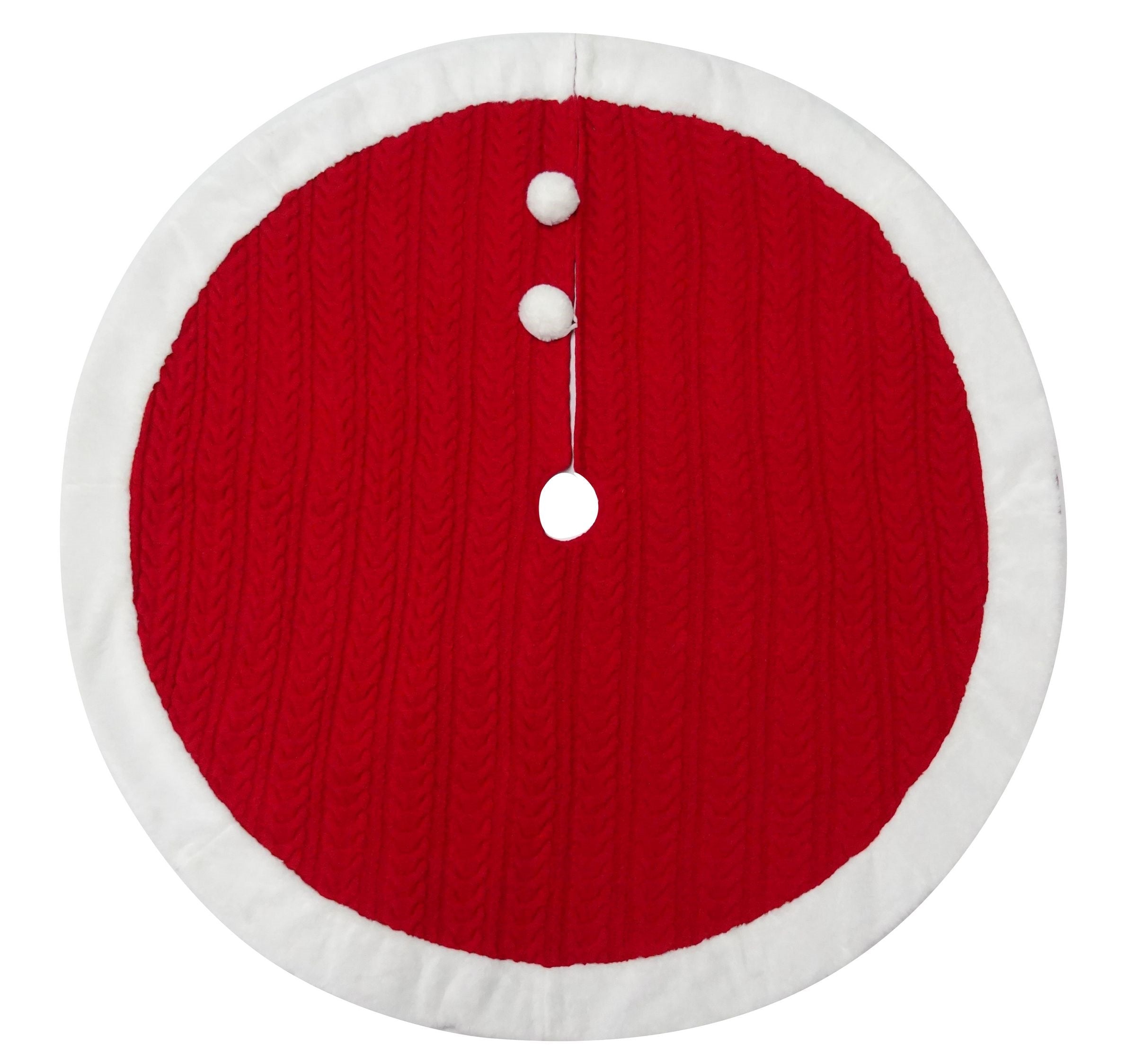 Red Cableknit Sweater Treeskirt - 48 Inch